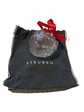 Vintage Steuben Crystal Glass Christmas Holiday "Peace on Earth"‎ Ornament